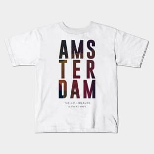 Amsterdam City typography Kids T-Shirt